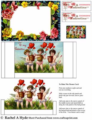 Valentine Cherub Trio with Hearts Theater Card