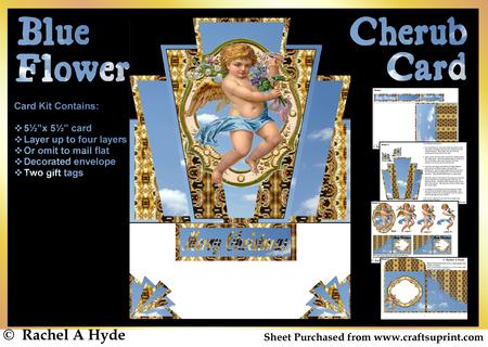 Blue Flower Cherub Card