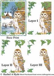 Barn Owl in the Snow Paper Tole Sheet