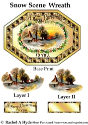 Snow Scene Wreath Paper Tole Sheet