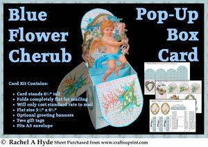 Blue Flower Cherub Pop-up Box Card
