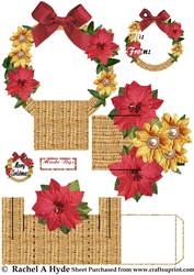 Christmas Poinsettias Basket Card