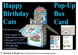 Happy Birthday Cats Pop Up Box Card