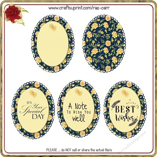 PNG 101 Toppers Yellow Floral Set of 5