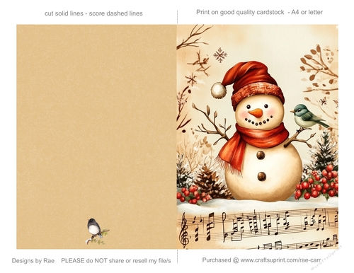 2408 Christmas Snowman with a Bird Card