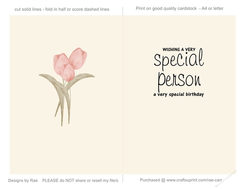 2417 Thinking Of You Tulips Birthday Card Insert