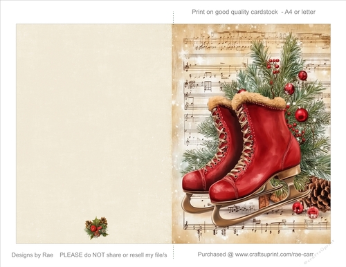 2418 Red Skates and Music Paper Card 