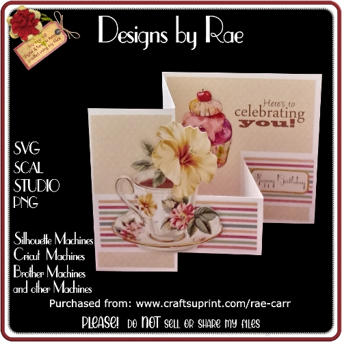 2560 Z Fold Birthday Yellow Flowers Print n Cut | Multiple Machine Formats and PNG for HAND cutting