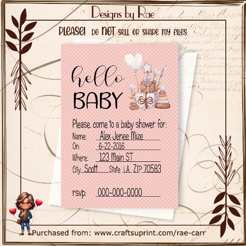 PS 2513 Baby Announcement PNG & Printable Sheet