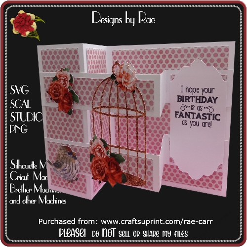 2564 Z Fold Bird Cage Floral | Multiple Machine Formats and PNGs