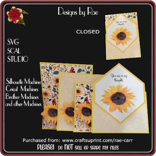 2650 Sunflower Triple Slider Pop Out Card | Multiple Machine Formats