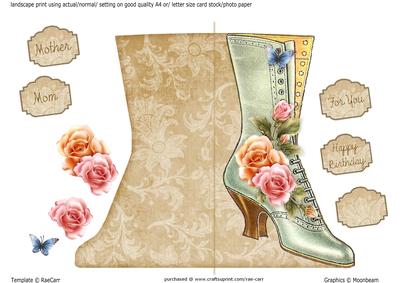 664 Vintage Brown Boot Card 