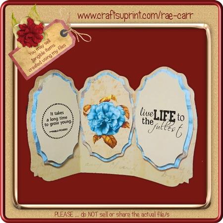 748 Tri Fold Blue Floral *PDF & Jpg*
