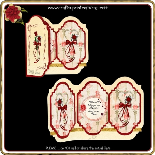 749 Tri Fold Roses Floral Card KIT