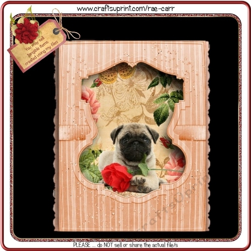 732 Pug Love  Bendy Card