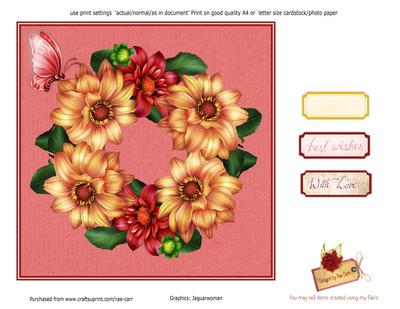 PS133 Wreath of Dahlias Floral Topper