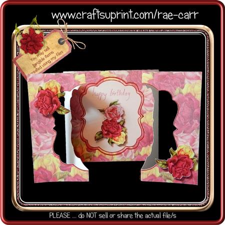 894 Rose Floral Double Fold Card