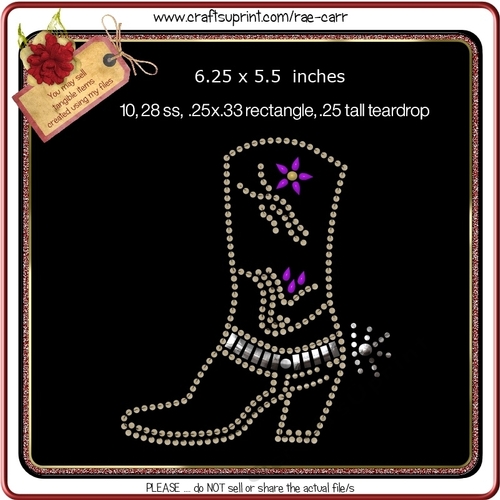 RS803 Fancy Cowboy Boot Rhinestone Template