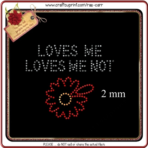 827 Loves Me Loves Me Not Rhinestone Template
