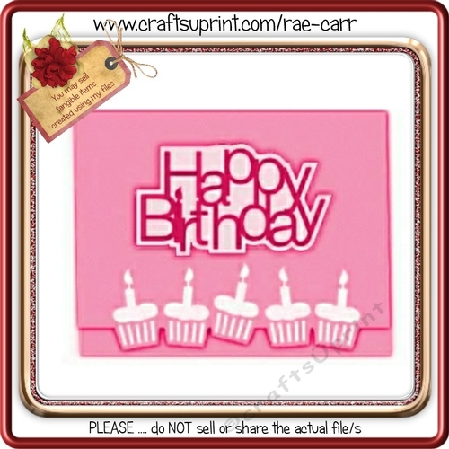 186 Cupcake Edge Card & Topper    Multiple Machine Formats