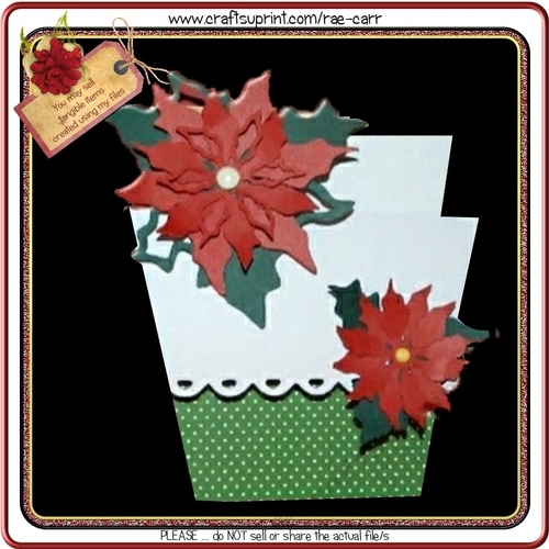 372 Christmas Poinsettia Shaped Pot Card 