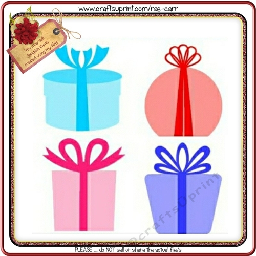 442 Four Decorated Gifts Diecuts