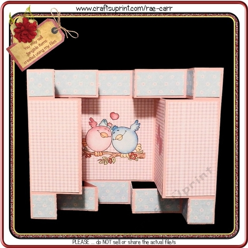 445 Double Folded Love Birds Card