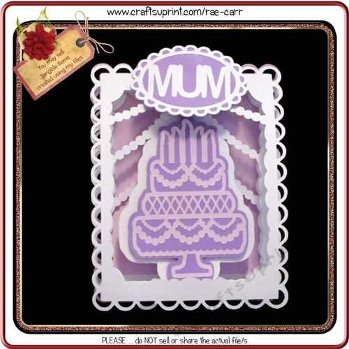514 Fancy Birthday, Wedding Mom or MUM Tent or Diorama Card 