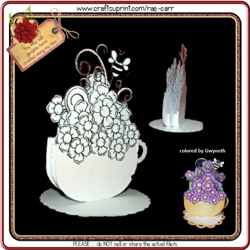 516 Floral Cup & Saucer Shaped Card