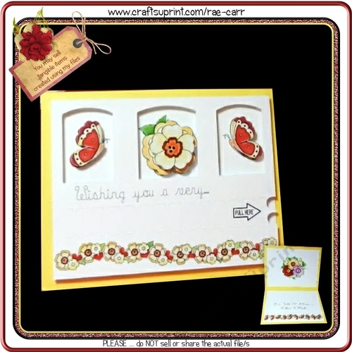521 Hidden Greeting Zipper Card   HAND and MACHINE Formats