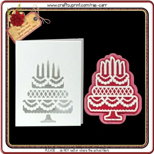627 Lacy Birthday Cake Card and Topper