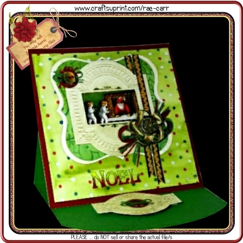 633 Christmas Noel Topper and Easel Card  HAND and MACHINE Formats