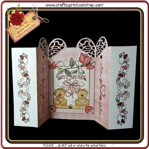 642 Valentine 4 Fold Card  HAND and MACHINE Formats