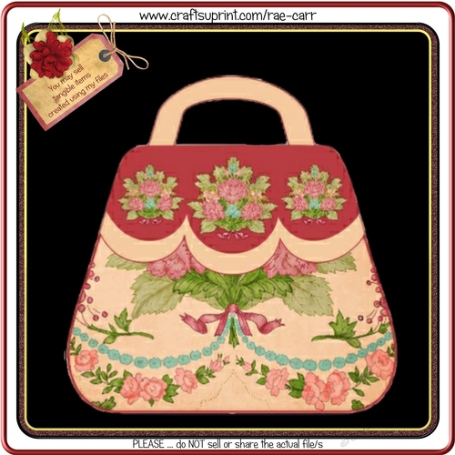 677 Rose Purse Shaped Card  HAND and MACHINE Formats