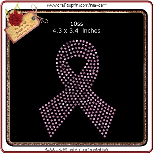 RS804 Breast Cancer Ribbon Rhinestone Template