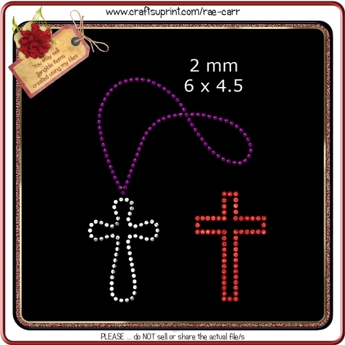 RS819 Two Cross Necklace Rhinestone Template