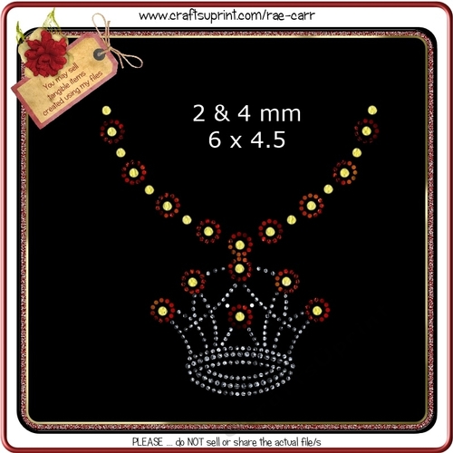 RS821 Crown Necklace Rhinestone Template