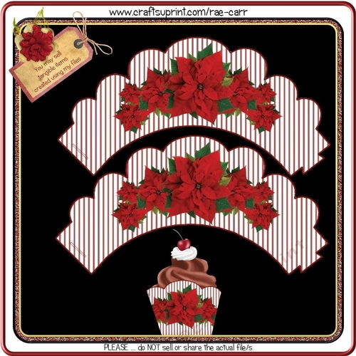 109 Poinsettia Cupcake Wrapper