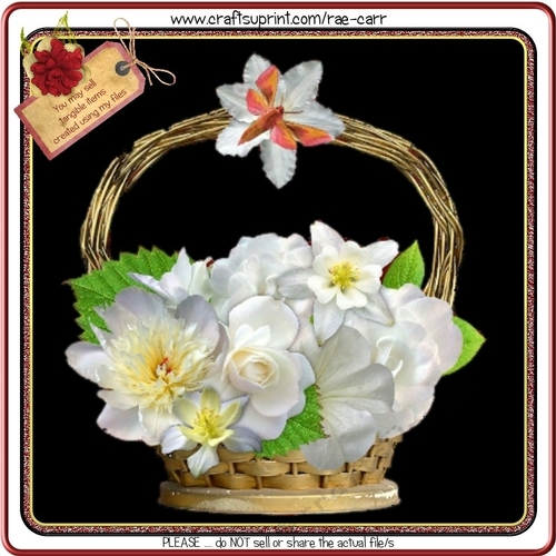 686 White Flower Basket   Hand and MACHINE Formats