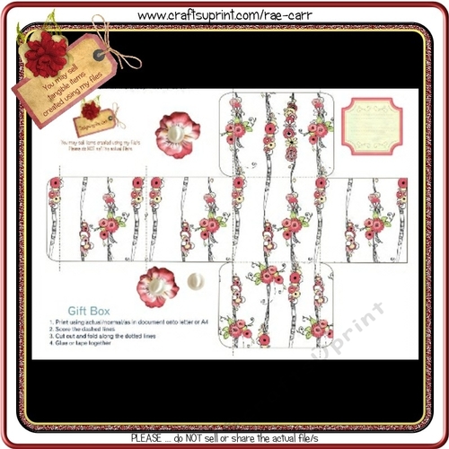 693 Pink Flower Gift Box   HAND and MACHINE Formats