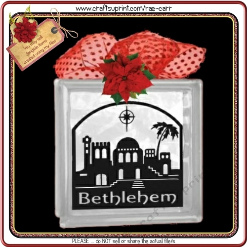 Vinyl Bethlehem Scene Glass Block