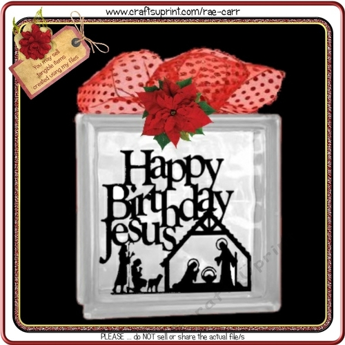 Vinyl Nativity Scene Glass Block