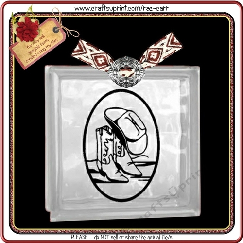 735 Cowboy Western Glass Block Vinyl