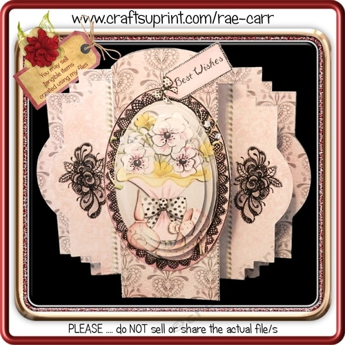 910 Lace, Flowers and Pink Feminine Center Pop Out Card