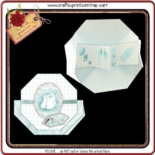 950 Baby Boy Twist N Pop Octagon Card  HAND & MACHINE Formats