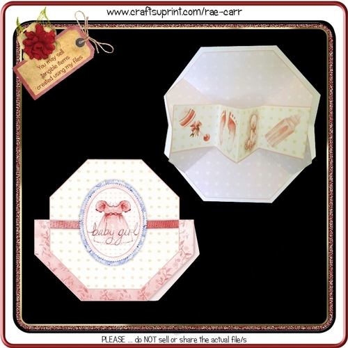 951 Baby Girl Twist N Pop Octagon Card  