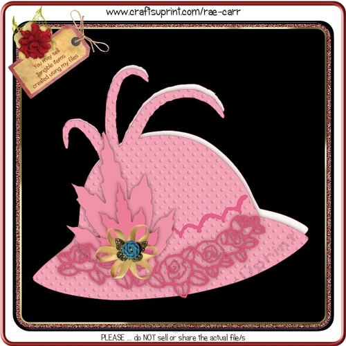 965 Hat and Roses Shaped Card 