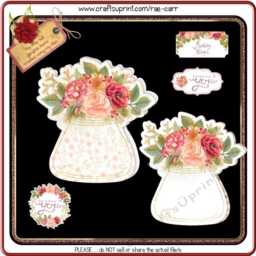 978  Floral Jar Shaped Card