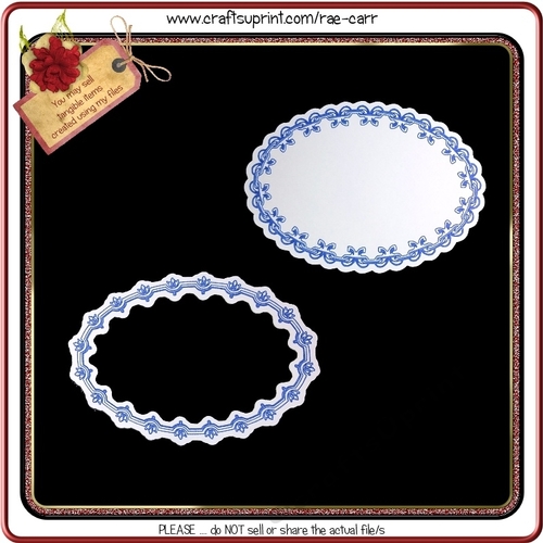 Scalloped Mat and Frame with Sketching Designs Multiple Machine Formats