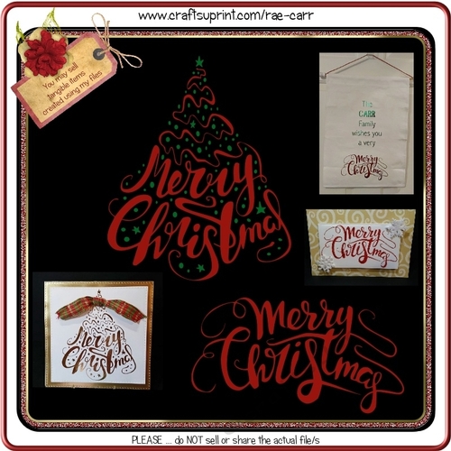 973 Set of 2 Merry Christmas Designs